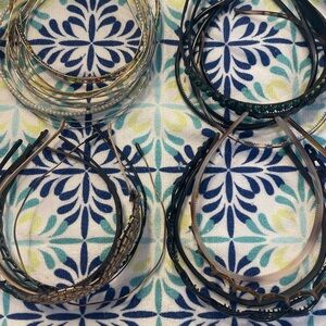 25 Mixed Metal and Black Headband Set - Gold, Silver, Black